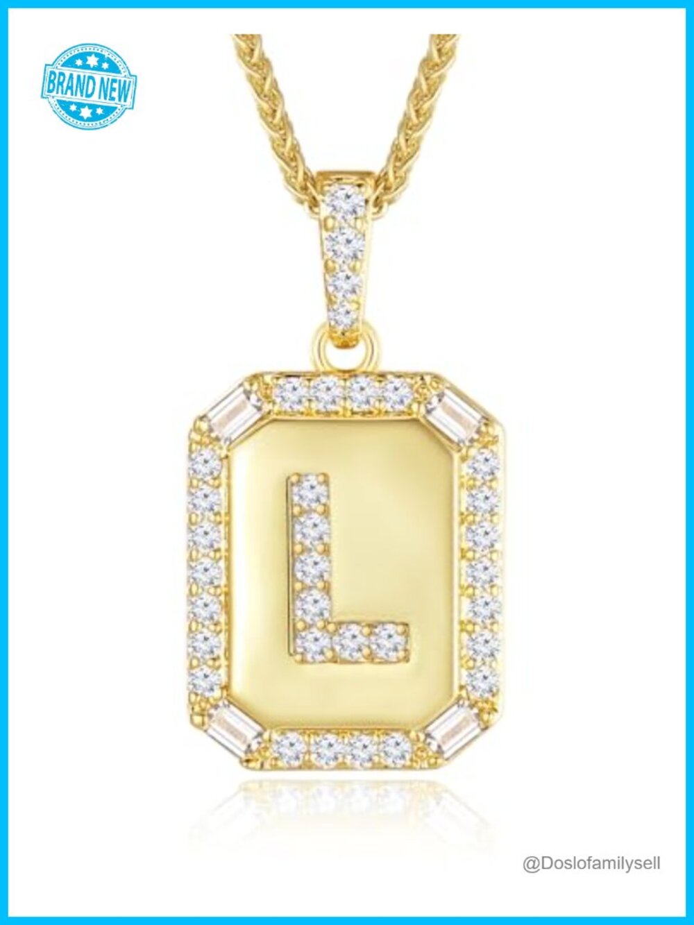 18K Gold Plated Sterling Silver Initial Pendant Necklace Cubic Zirconia